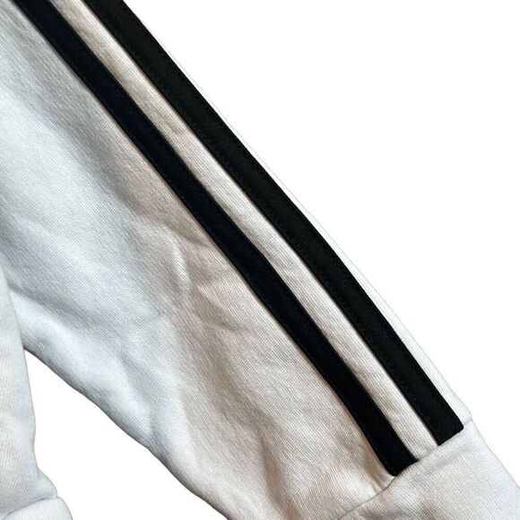 Adidas Girls Hoodie Youth‎ Size 14 White Black Stripes Logo Cropped - Picture 4 of 5